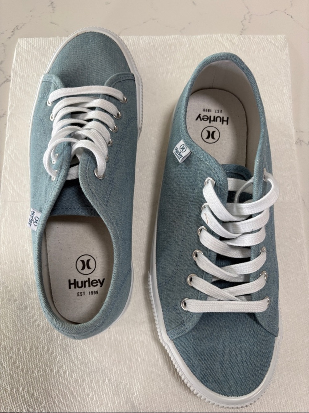 Hurley blue Canvas Low-Top Sneakers with White Laces.